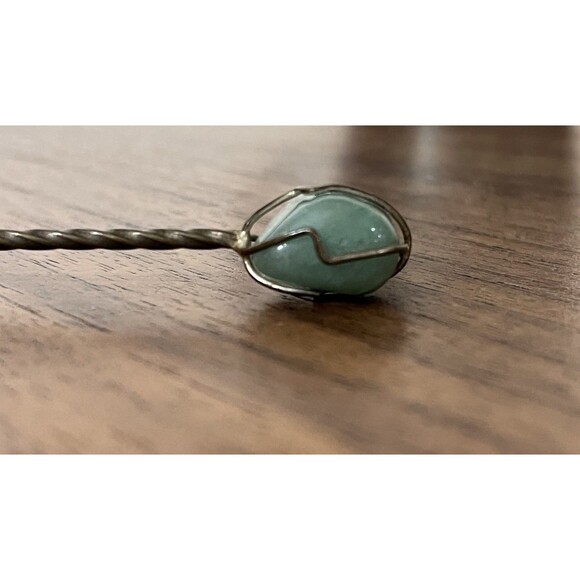 Handmade Snuff / Baby Spoon With Amazon Jade Accent Stone Handle Vintage Boho - Picture 5 of 9